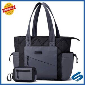 Lightweight Quilted Tote Bag with Luggage Strap, Spacious Work Travel Bag